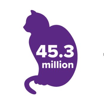 Purple cat graphic with 45.3 million text