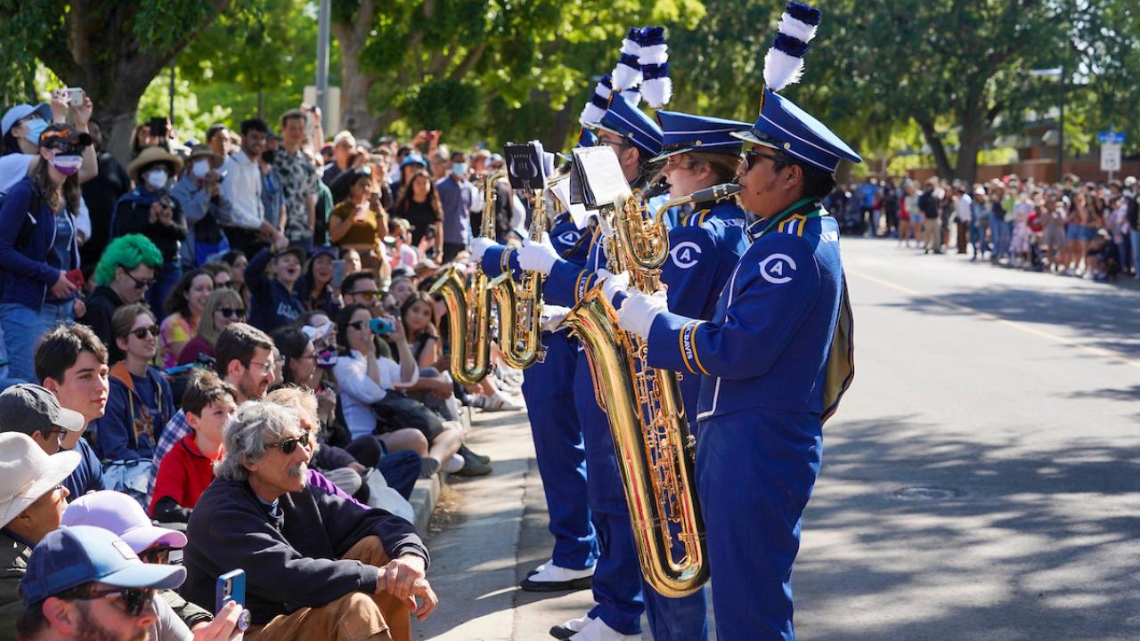 Picnic Day band plays for crowd.