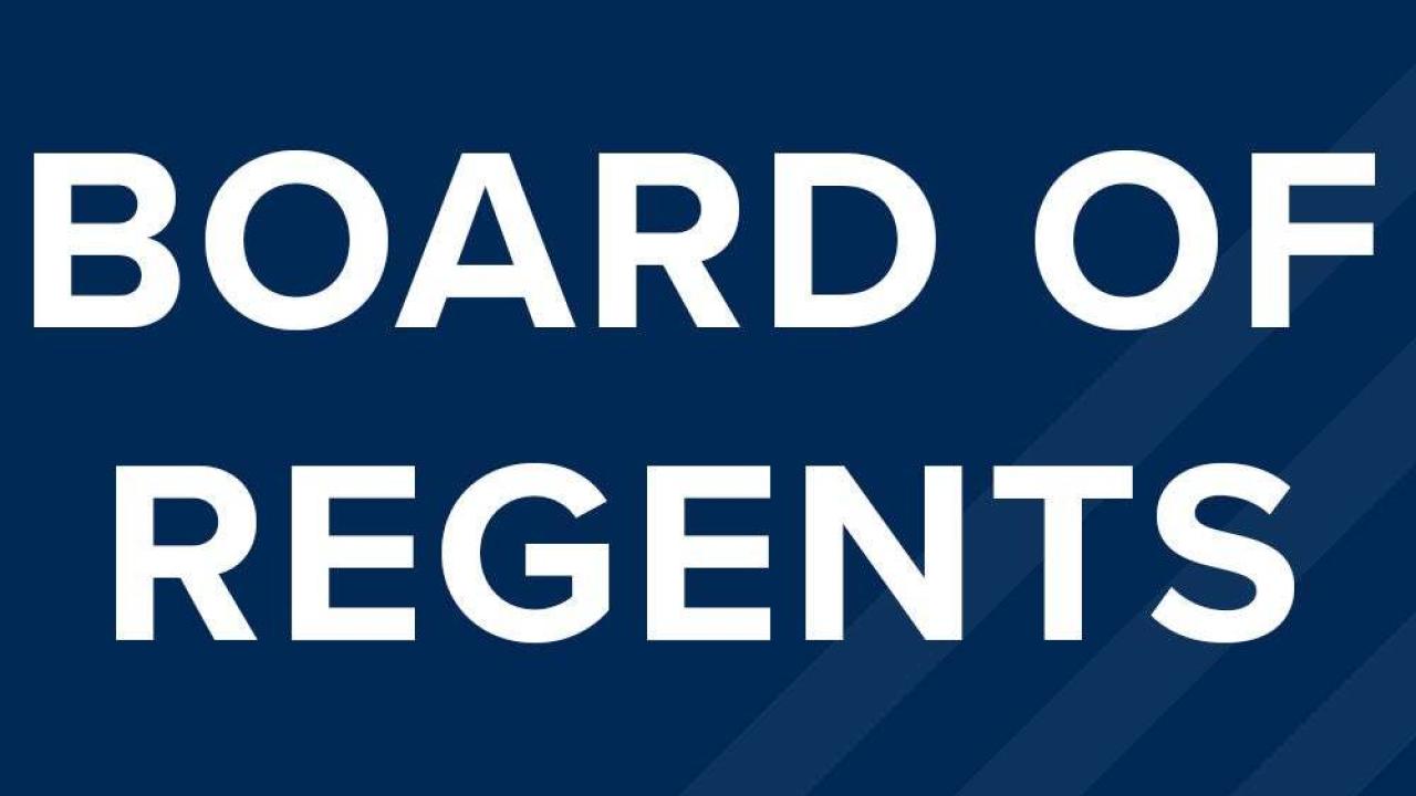 Board of Regents in white text sits on blue background
