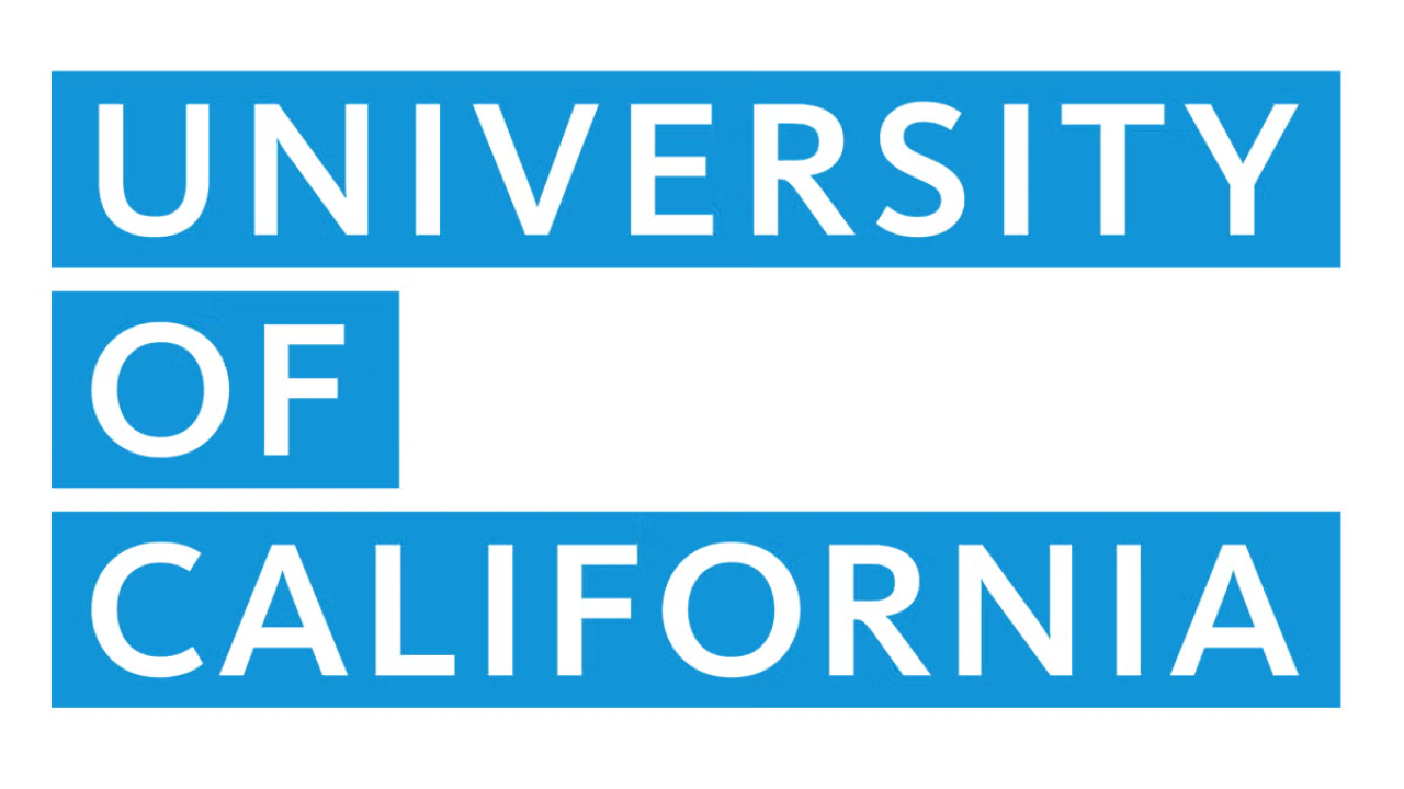 University of California wordmark, white text on blue background