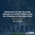 Graphic with "[statement on the terrorist attacks on Israeli citizens and the violence in the Gaza Strip]" and "Oct. 10, 2023" text.